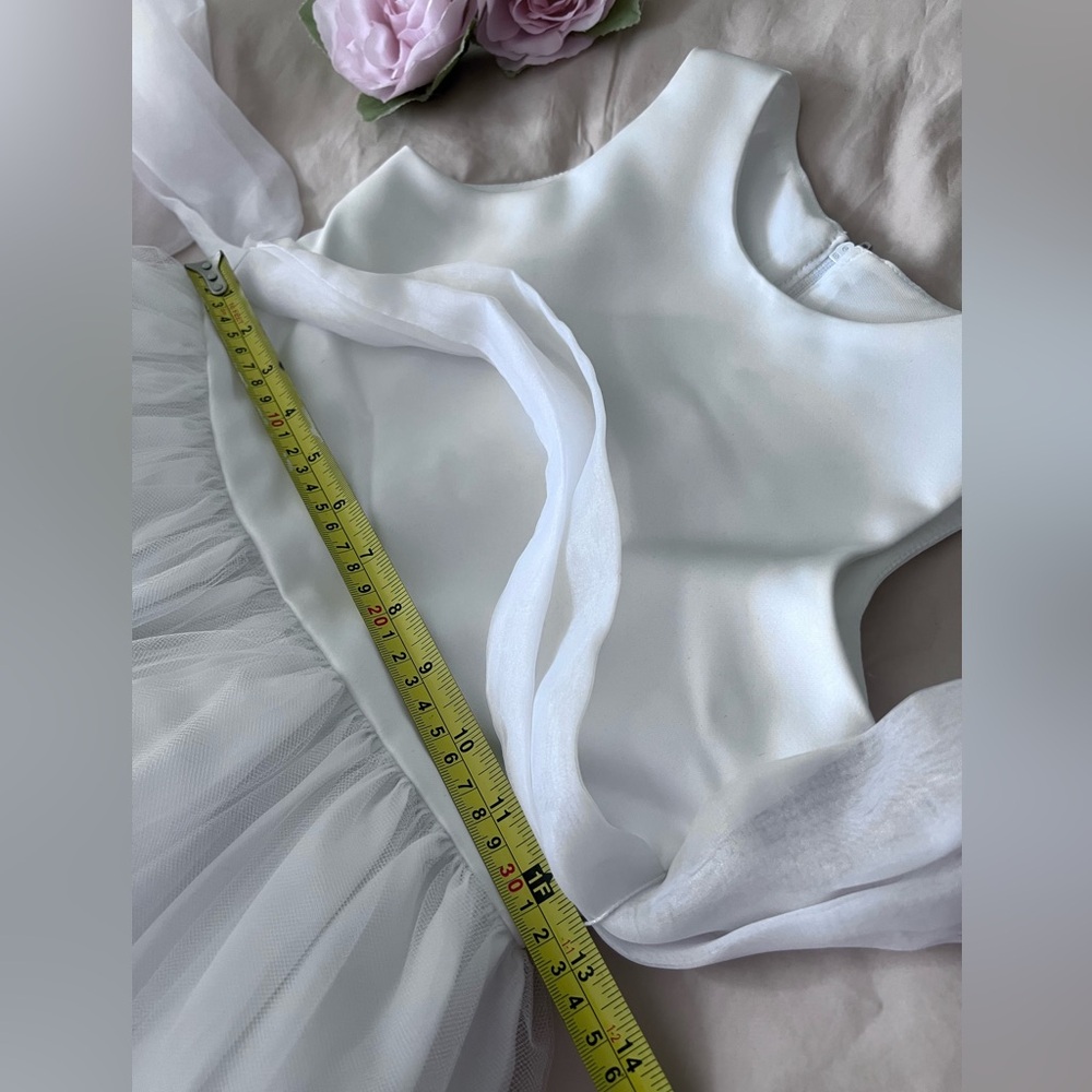 US Angels White Satin Pink Flower Girl Tulle Petal Party Formal Dress 6X 6 - Picture 14 of 17